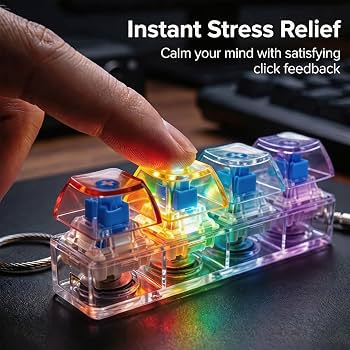 Mechanical Keyboard Fidget Stress Relief Keychain 4 Buttons