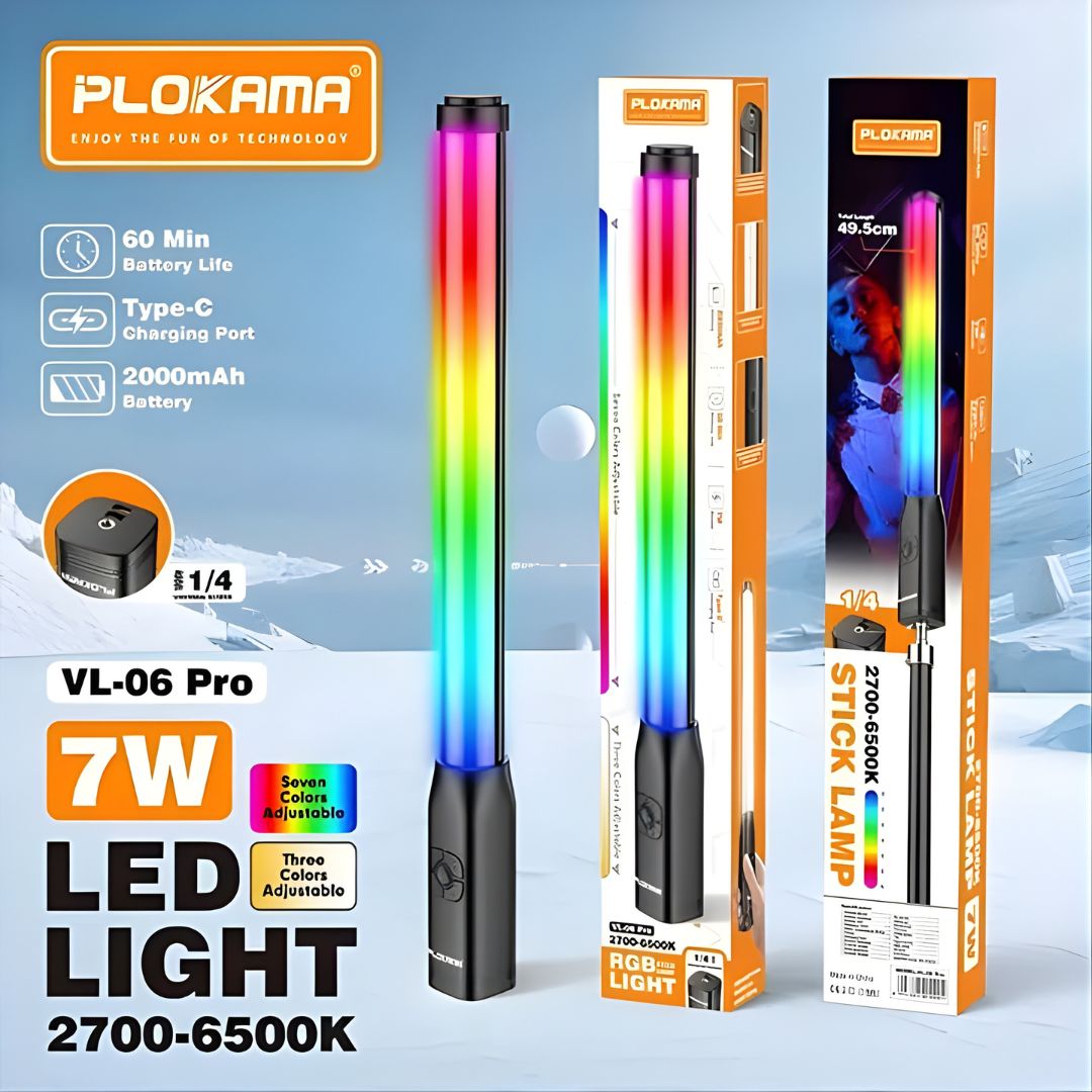 Plokama VL-06 Pro RGB Light Stick (Rechargeable)