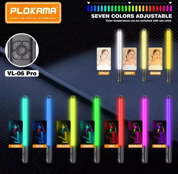 Plokama VL-06 Pro RGB Light Stick (Rechargeable)