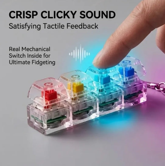 Mechanical Keyboard Fidget Stress Relief Keychain 4 Buttons