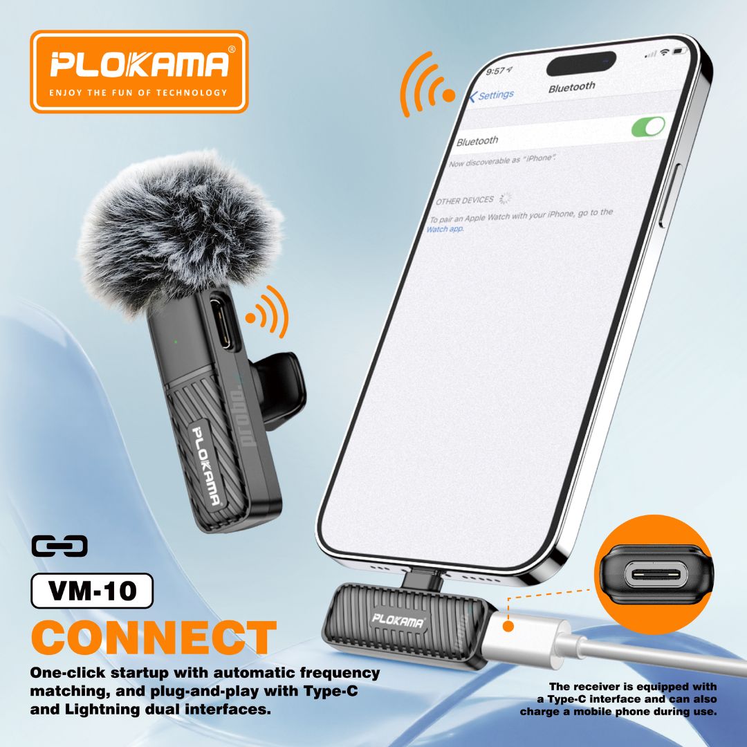 Plokama VM-10 Wireless Lavalier Microphone for Android & iPhone (Single)