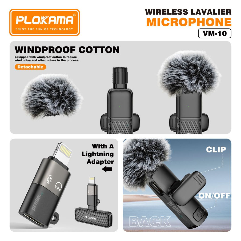 Plokama VM-10 Wireless Lavalier Microphone for Android & iPhone (Single)